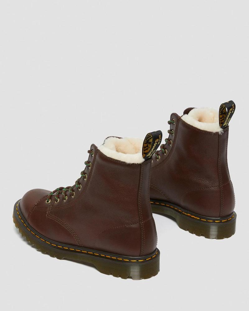 Dr Martens Barton Made in England Shearling Forede Læder Vinterstøvler Herre Brune | DK 574AHK